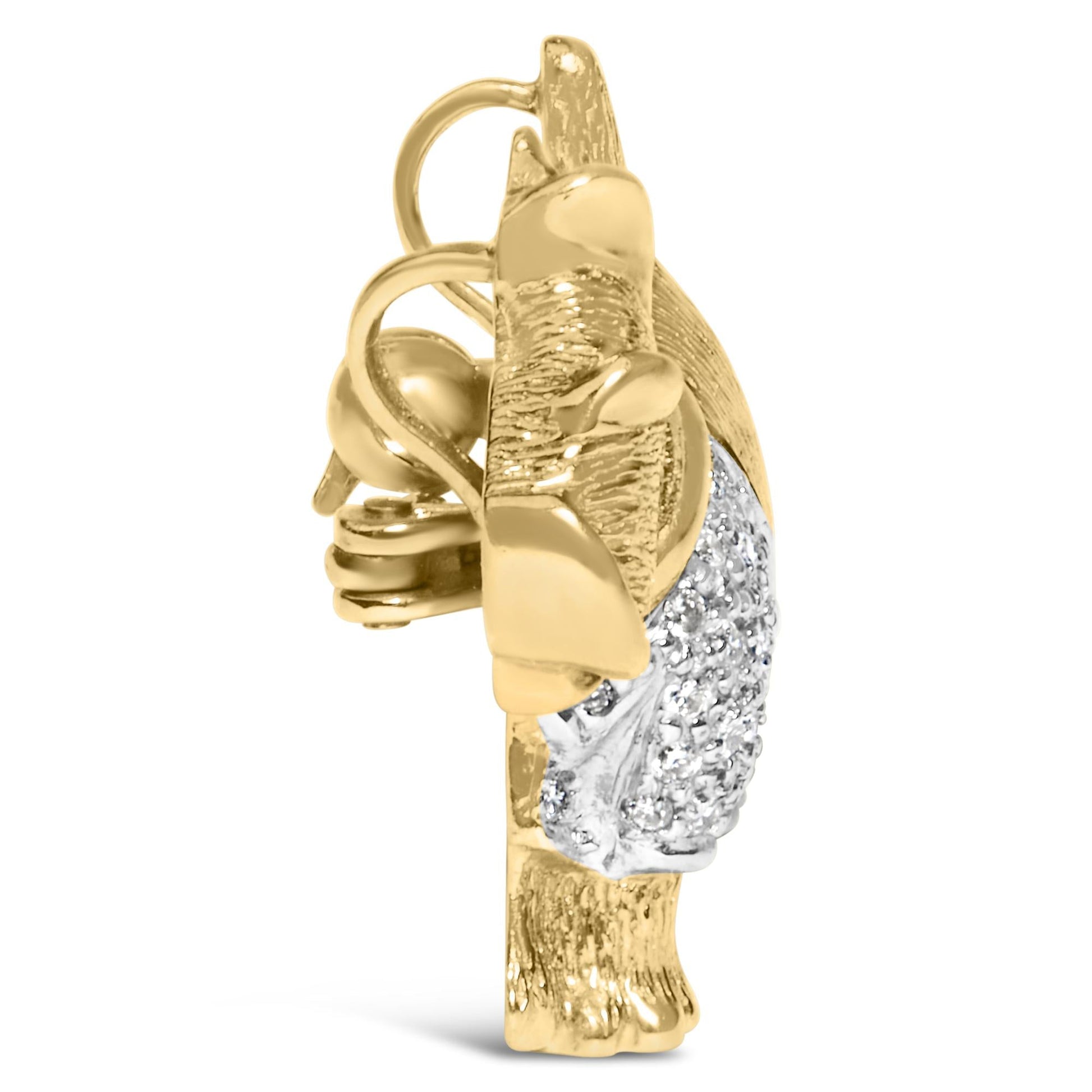 18K Yellow Gold1/3 Cttw Diamond Scottish Terrier Brooch Pin and Pendant with Satin Finish (G-H Color, VS2-SI1 Clarity) - NO CHAIN INCLUDED-2