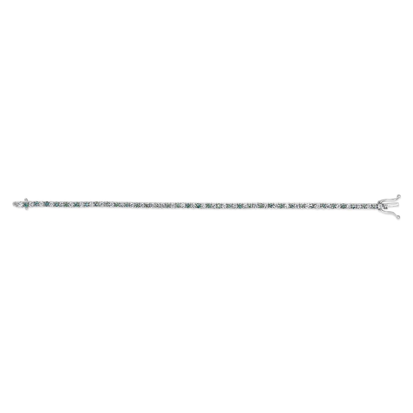 14K White Gold 4.0 Cttw Alternating White and Blue Lab Grown Diamond Tennis Bracelet - 7" inches