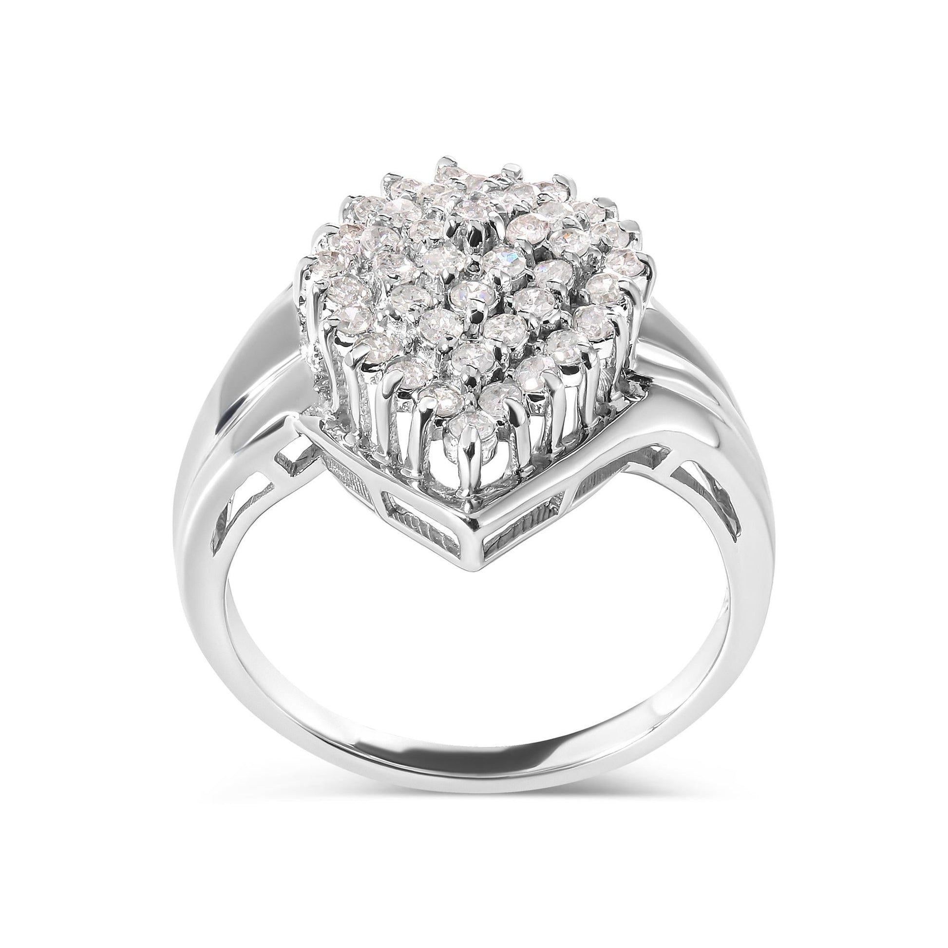 10K White Gold 1/2 Cttw Diamond Pear Shaped Cluster Ring (H-I Color, I1-I2 Clarity)-3