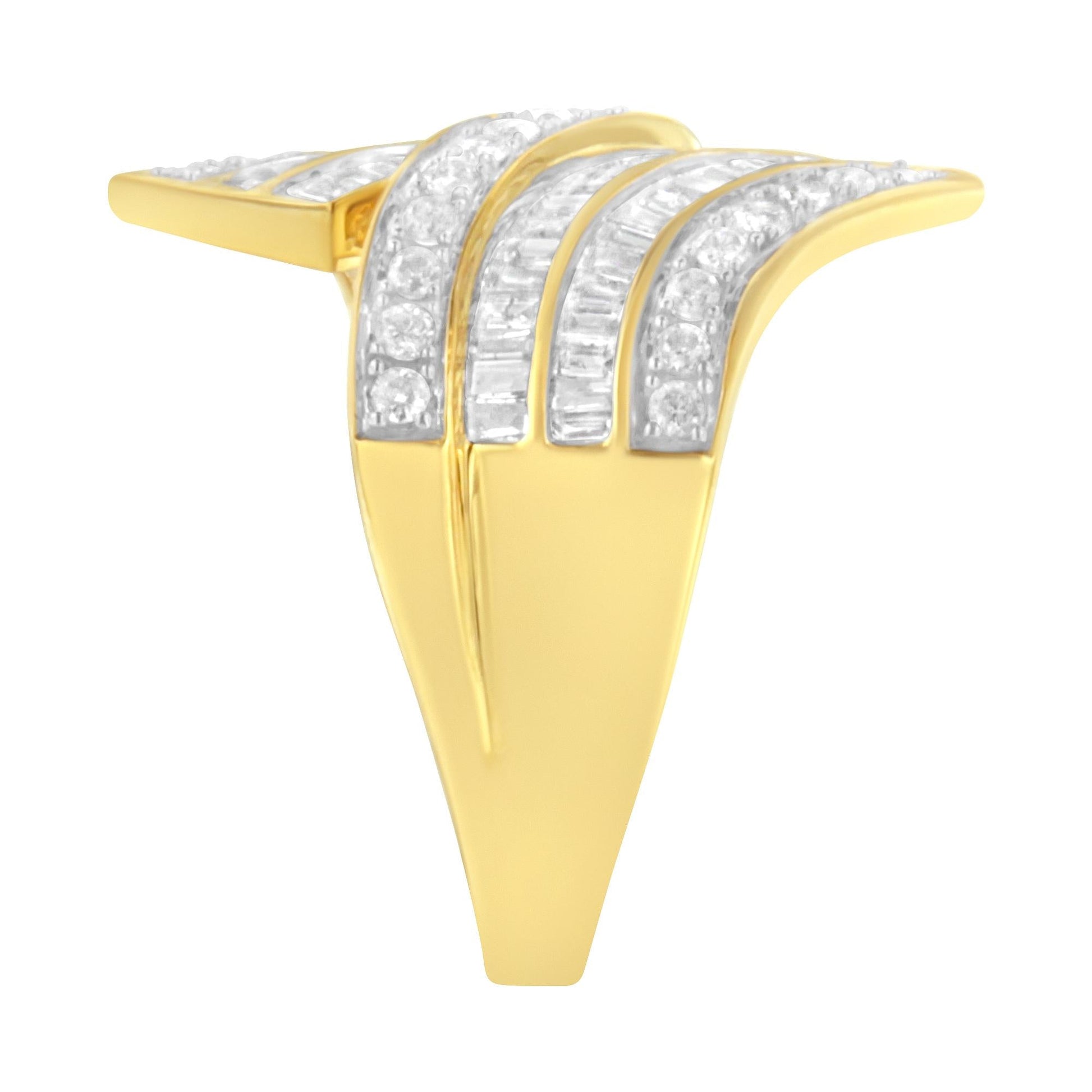 10K Yellow Gold Diamond Bypass Ring (1 1/7 Cttw, I-J Color, I1-I2 Clarity)-3
