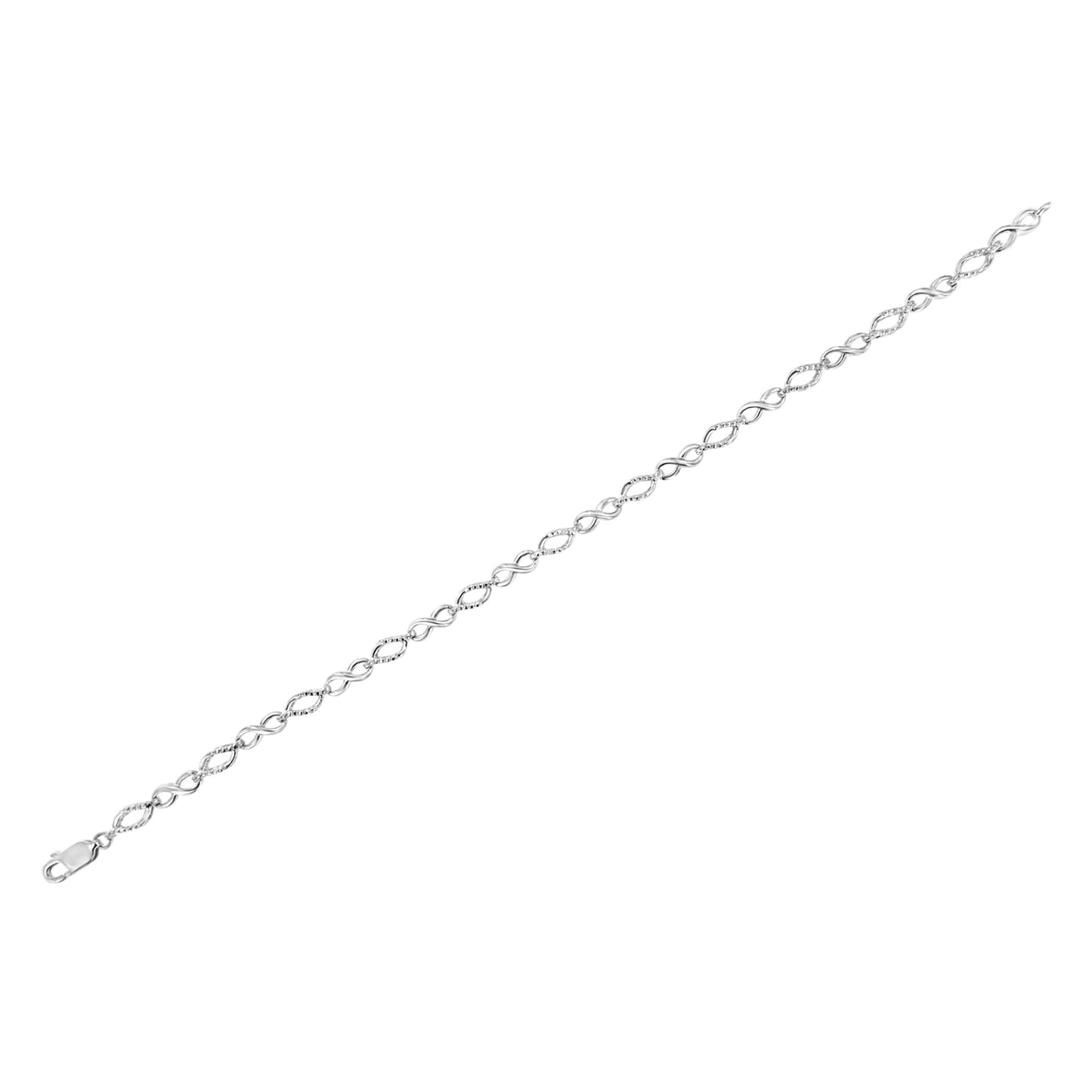 .925 Sterling Silver Diamond Accent Alternating Infinity Shape and Pear Shape Link Bracelet (I-J Color, I3 Clarity) - 7.25" Inches-3