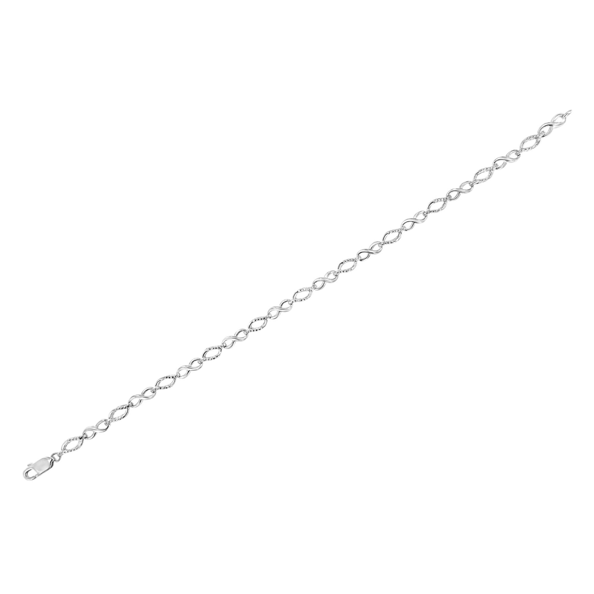 .925 Sterling Silver Diamond Accent Alternating Infinity Shape and Pear Shape Link Bracelet (I-J Color, I3 Clarity) - 7.25" Inches-3