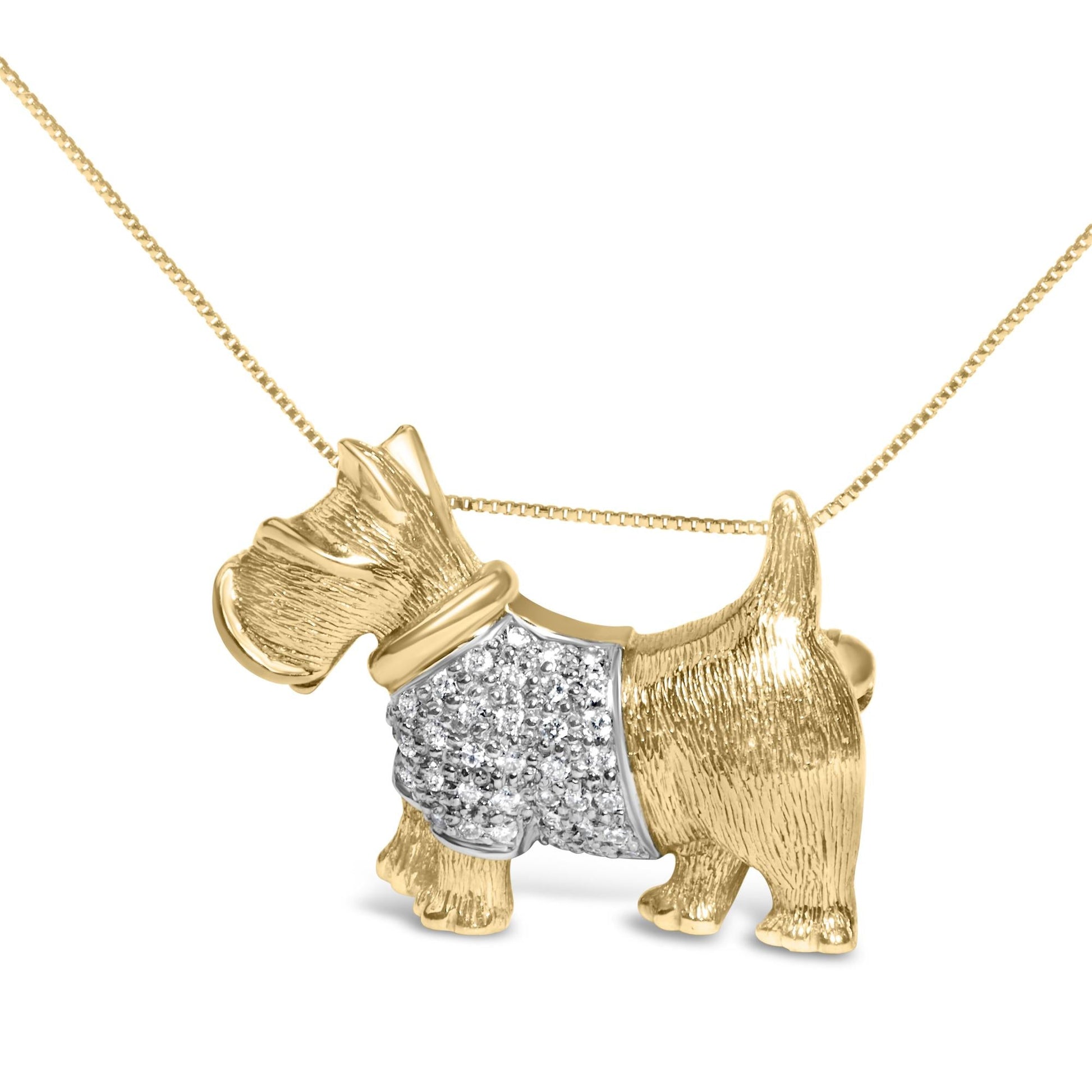 18K Yellow Gold1/3 Cttw Diamond Scottish Terrier Brooch Pin and Pendant with Satin Finish (G-H Color, VS2-SI1 Clarity) - NO CHAIN INCLUDED-3