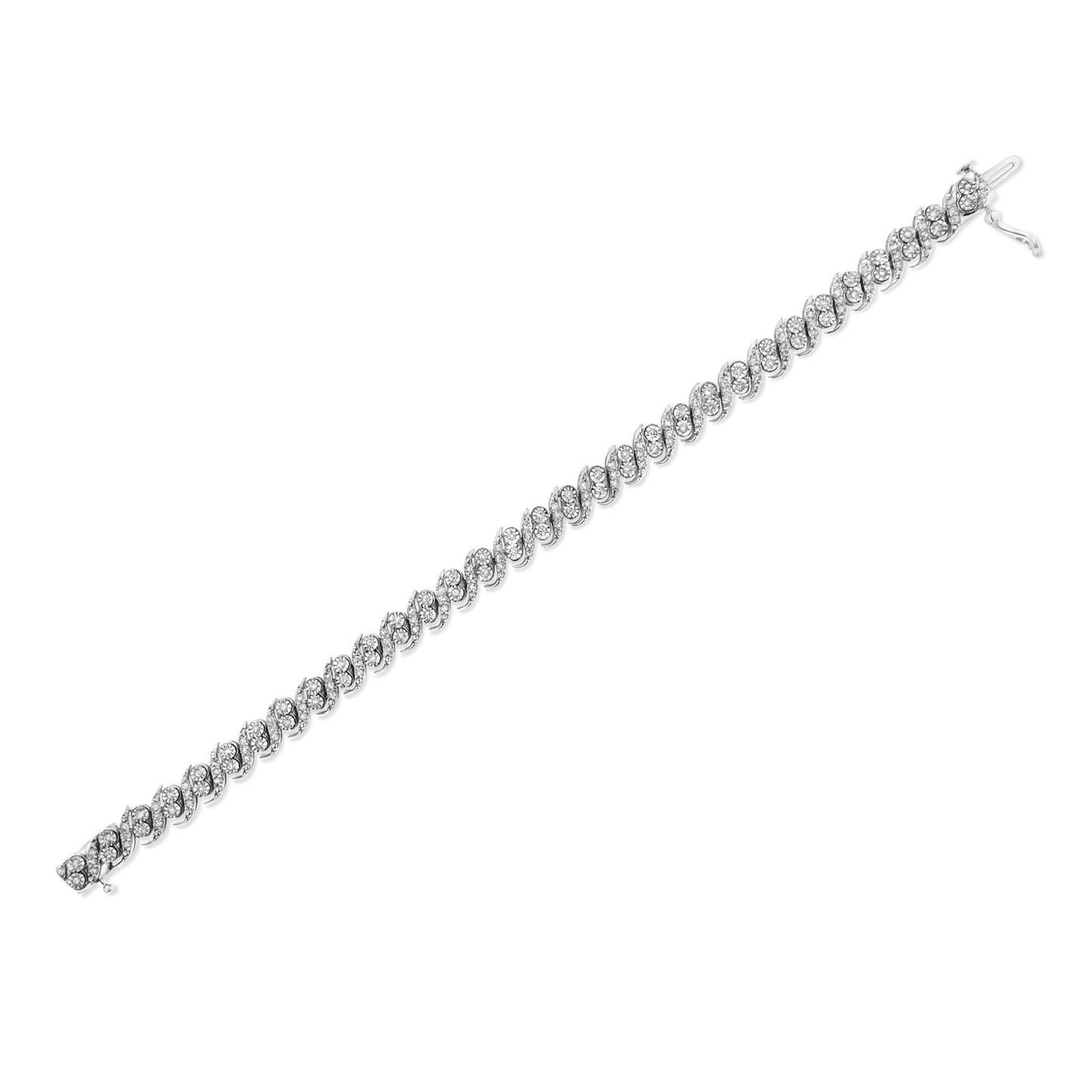 .925 Sterling Silver 2.0 Cttw Round-Cut Diamond "S" Link Bracelet (I-J Color, I3 Clarity) - 7.25"-4
