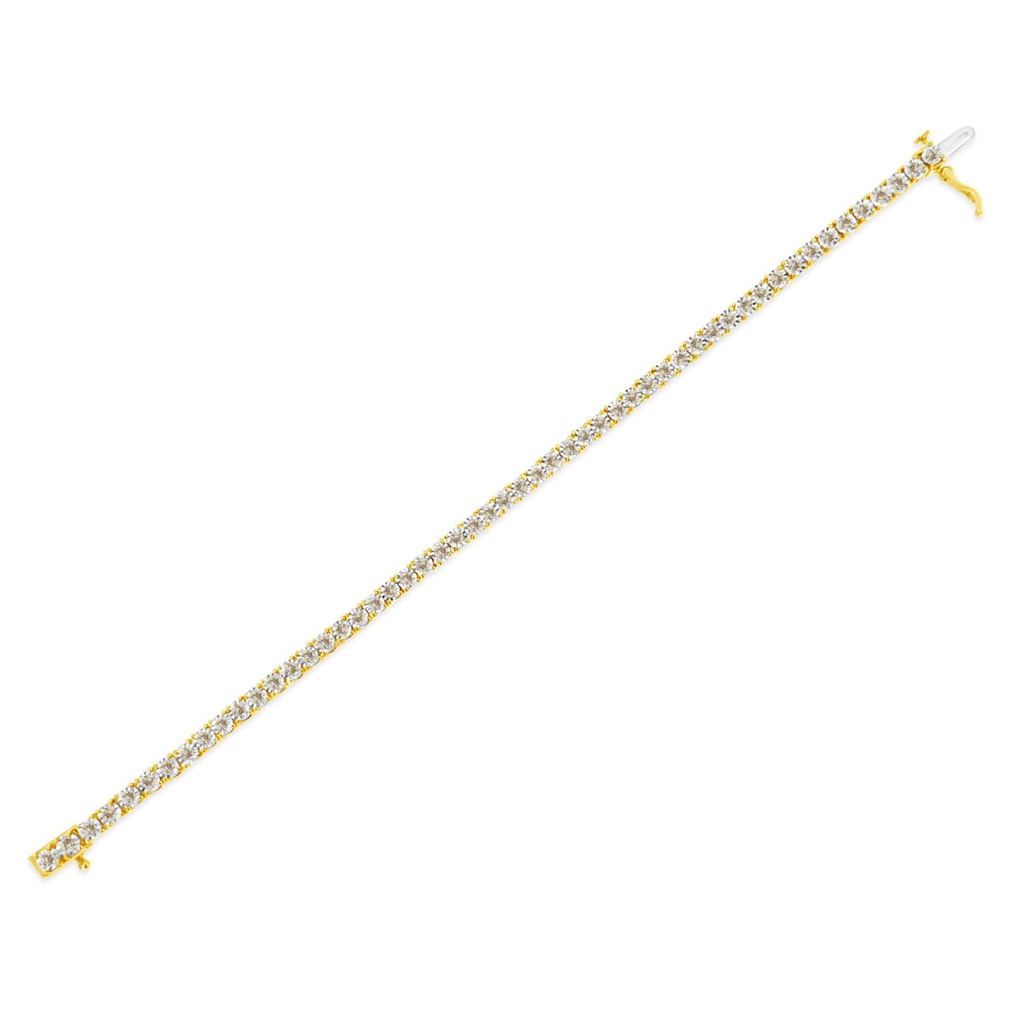 14K Yellow Gold Plated .925 Sterling Silver 3.0 Cttw Miracle-Set Diamond Tennis Bracelet (L-M Color, I2-I3 Clarity) - 7.25"-4