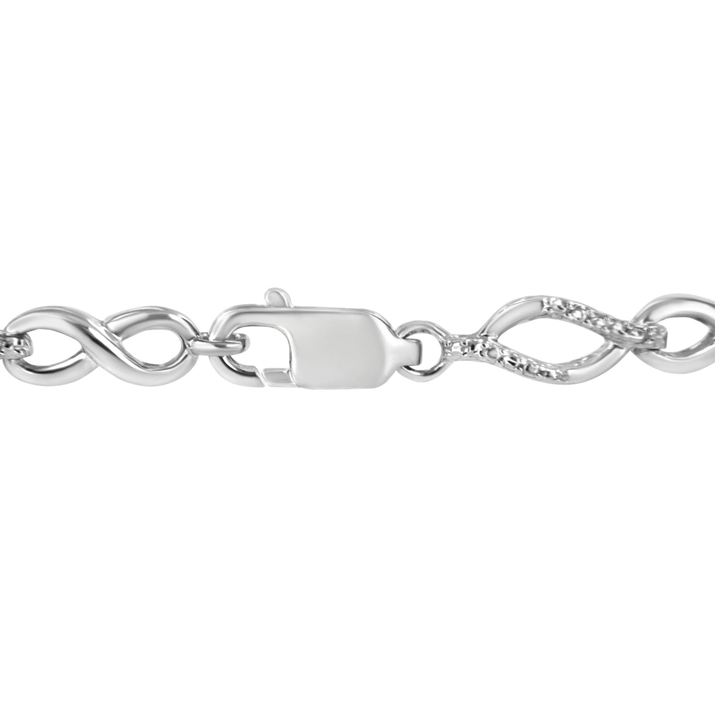 .925 Sterling Silver Diamond Accent Alternating Infinity Shape and Pear Shape Link Bracelet (I-J Color, I3 Clarity) - 7.25" Inches-4