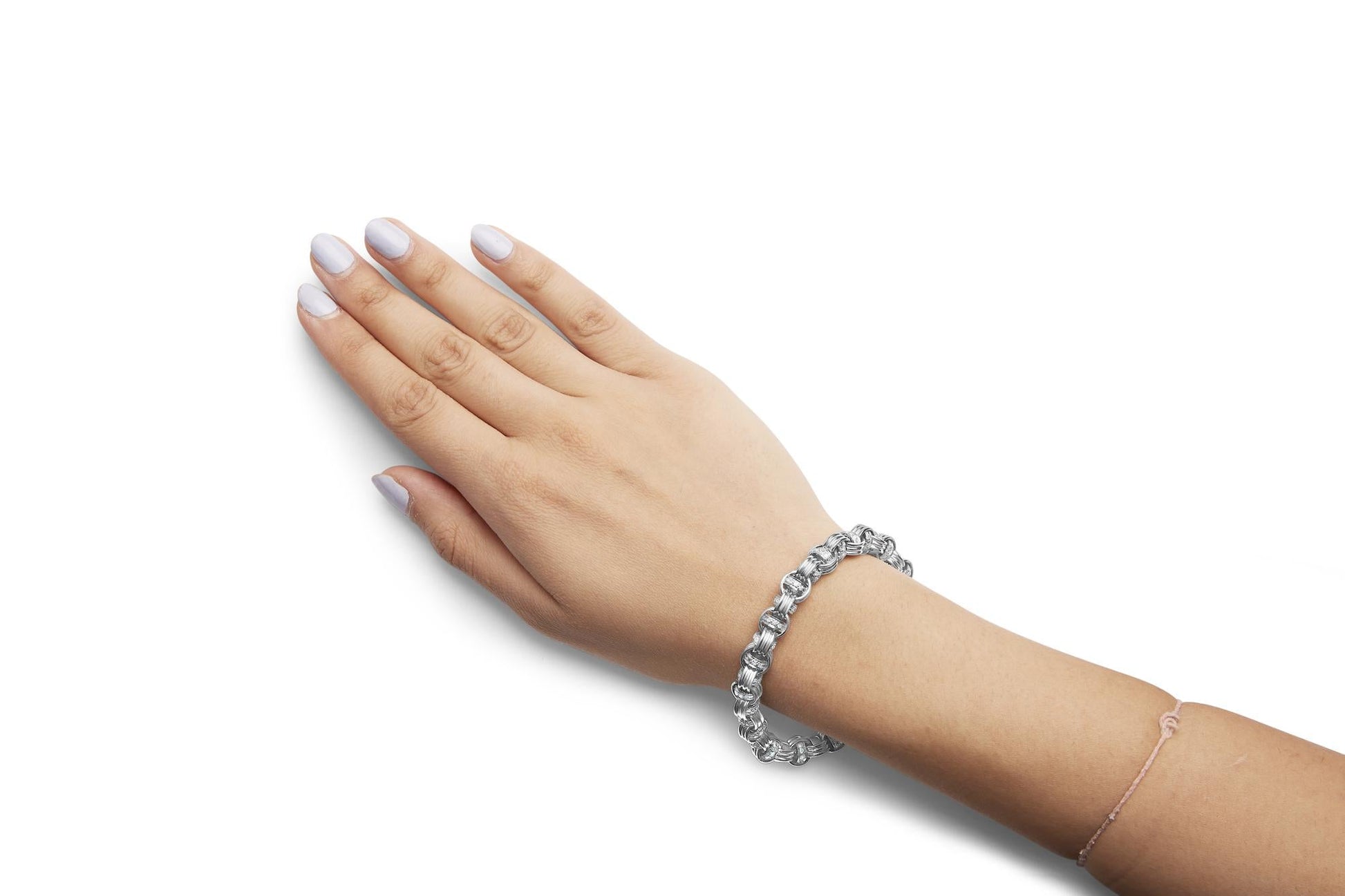 14K White Gold 1/2 Cttw Diamond Knotted Byzantine Link Bracelet (H-I Color, I2-I3 Clarity) - 7" Inches-4