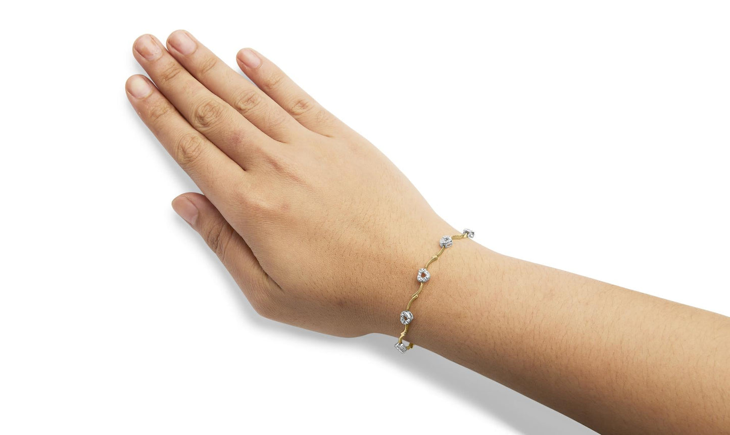 10k Two-Tone Gold 1/3 Cttw Diamond Pave Set Heart S-Link 7.25" Bracelet (I-J Color, I2-I3 Clarity)-4