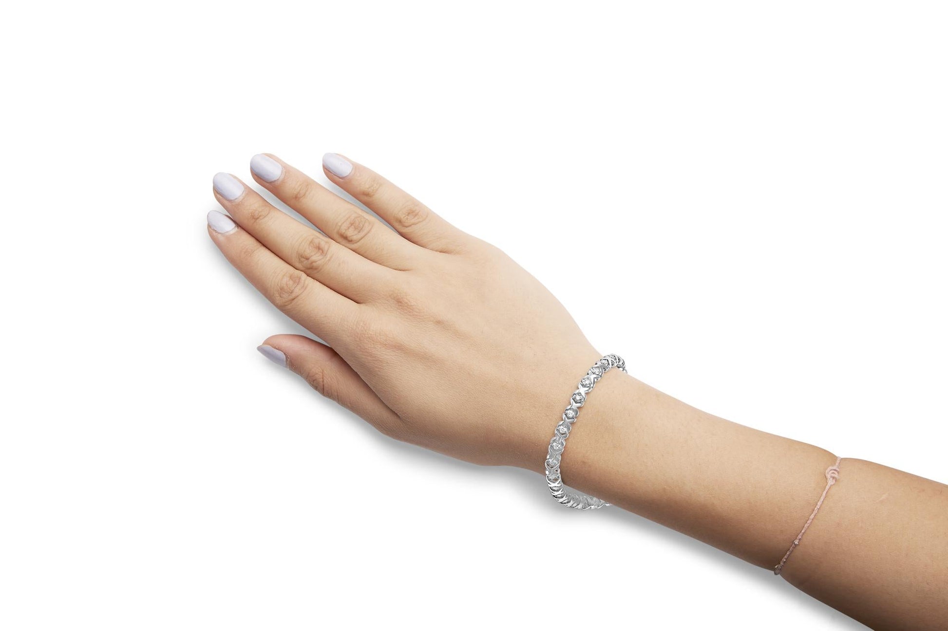 10K White Gold 1 1/2 Cttw Diamond Alternating Diamond and X-Link 7.5" Tennis Bracelet (H-I Color, I2-I3 Clarity)-4