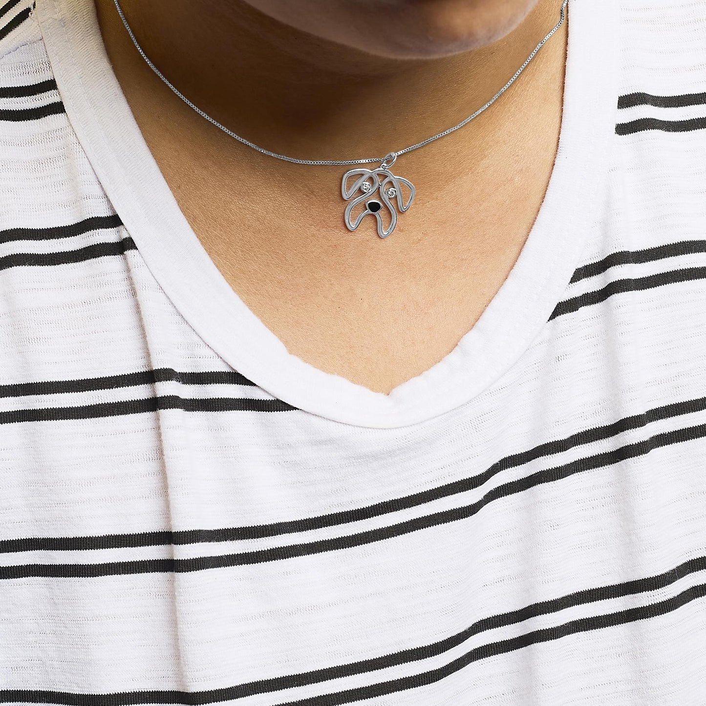 .925 Sterling Silver Diamond Accent Pug Dog Pendant Necklace (I-J Color, I2-I3 Clarity) - 18" Inches-4