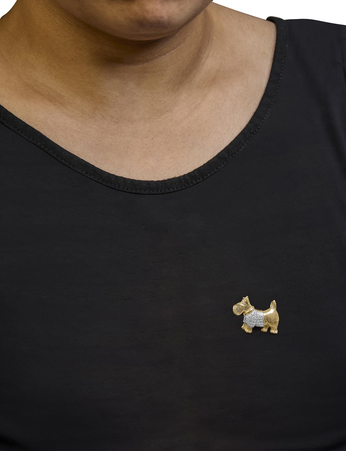 18K Yellow Gold1/3 Cttw Diamond Scottish Terrier Brooch Pin and Pendant with Satin Finish (G-H Color, VS2-SI1 Clarity) - NO CHAIN INCLUDED-4
