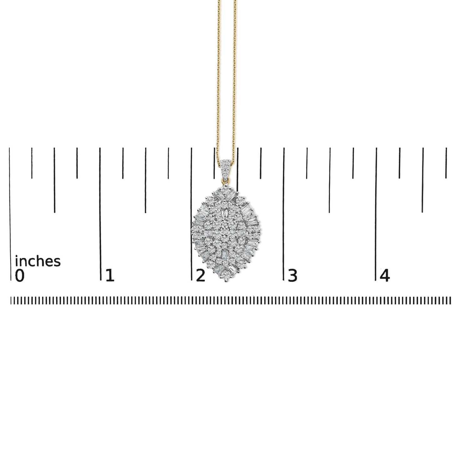 14K White and Yellow Gold 2.00 Cttw Diamond Cluster Pear Shaped Pendant Necklace (G-H Color, SI2-I1 Clarity) -20" Inches-4