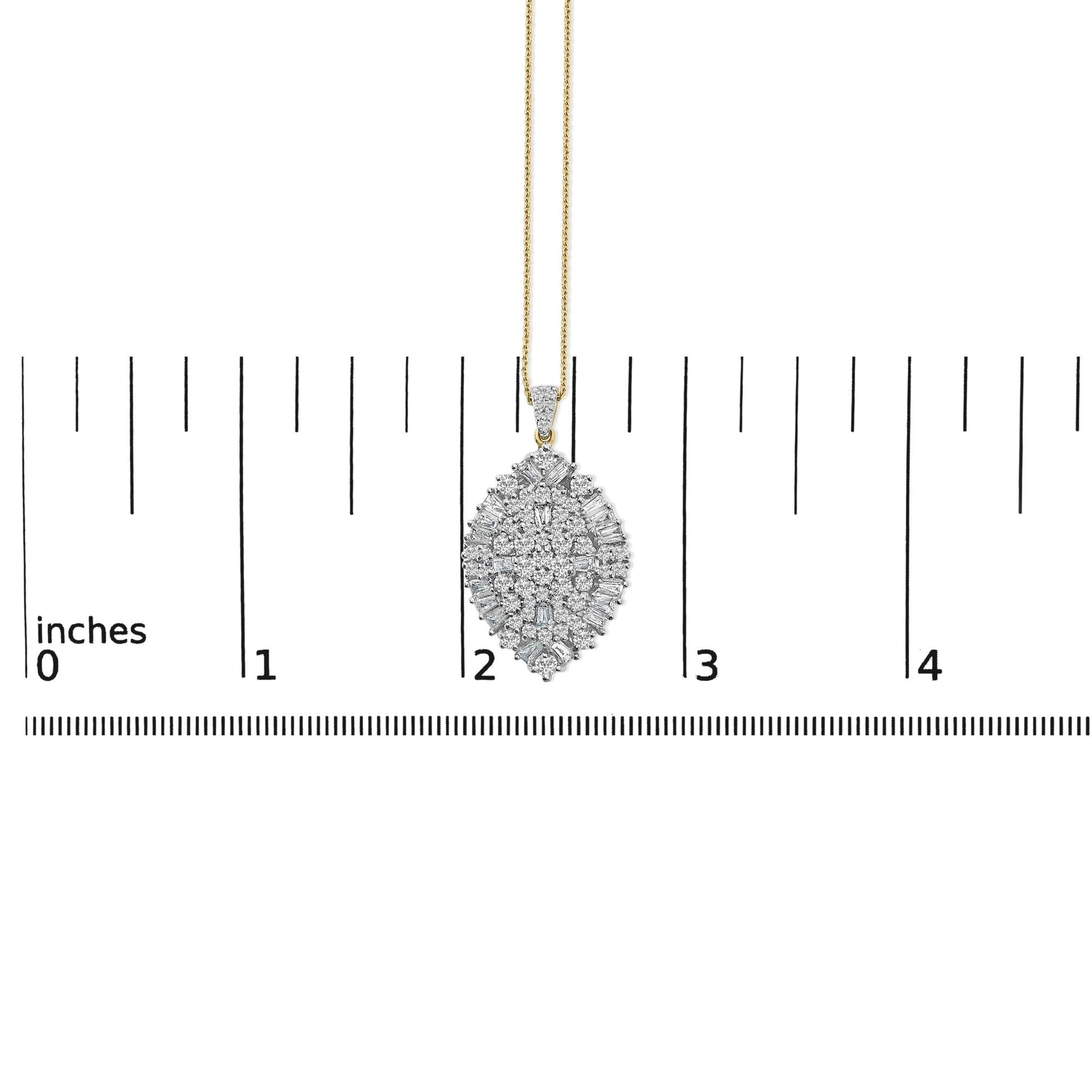 14K White and Yellow Gold 2.00 Cttw Diamond Cluster Pear Shaped Pendant Necklace (G-H Color, SI2-I1 Clarity) -20" Inches-4
