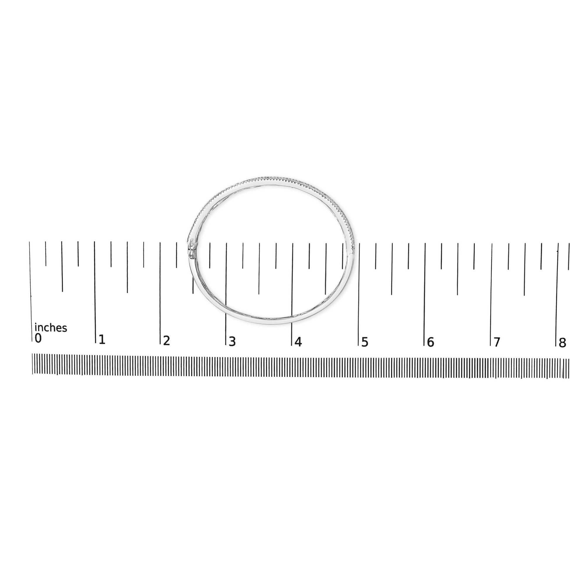 18K White Gold Alternating Diamond and 8.00 Cttw Princess Cut Blue Sapphire Multi Row Bangle Bracelet (G-H Color, VS1-VS2 Clarity) - 7" Inches-4