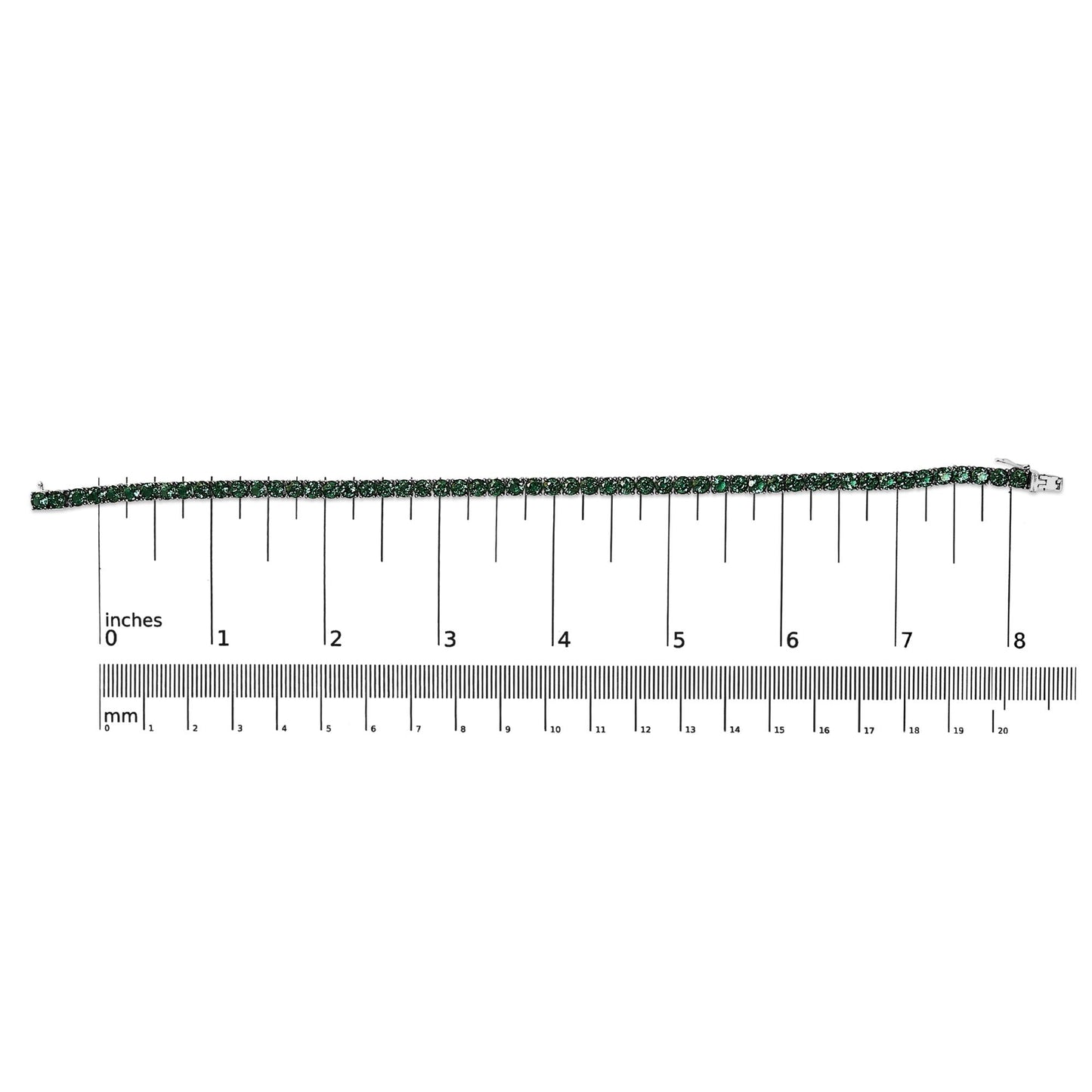 Men's .925 Sterling Silver Created Green Emerald Tennis Bracelet - 8.5" Inches-4