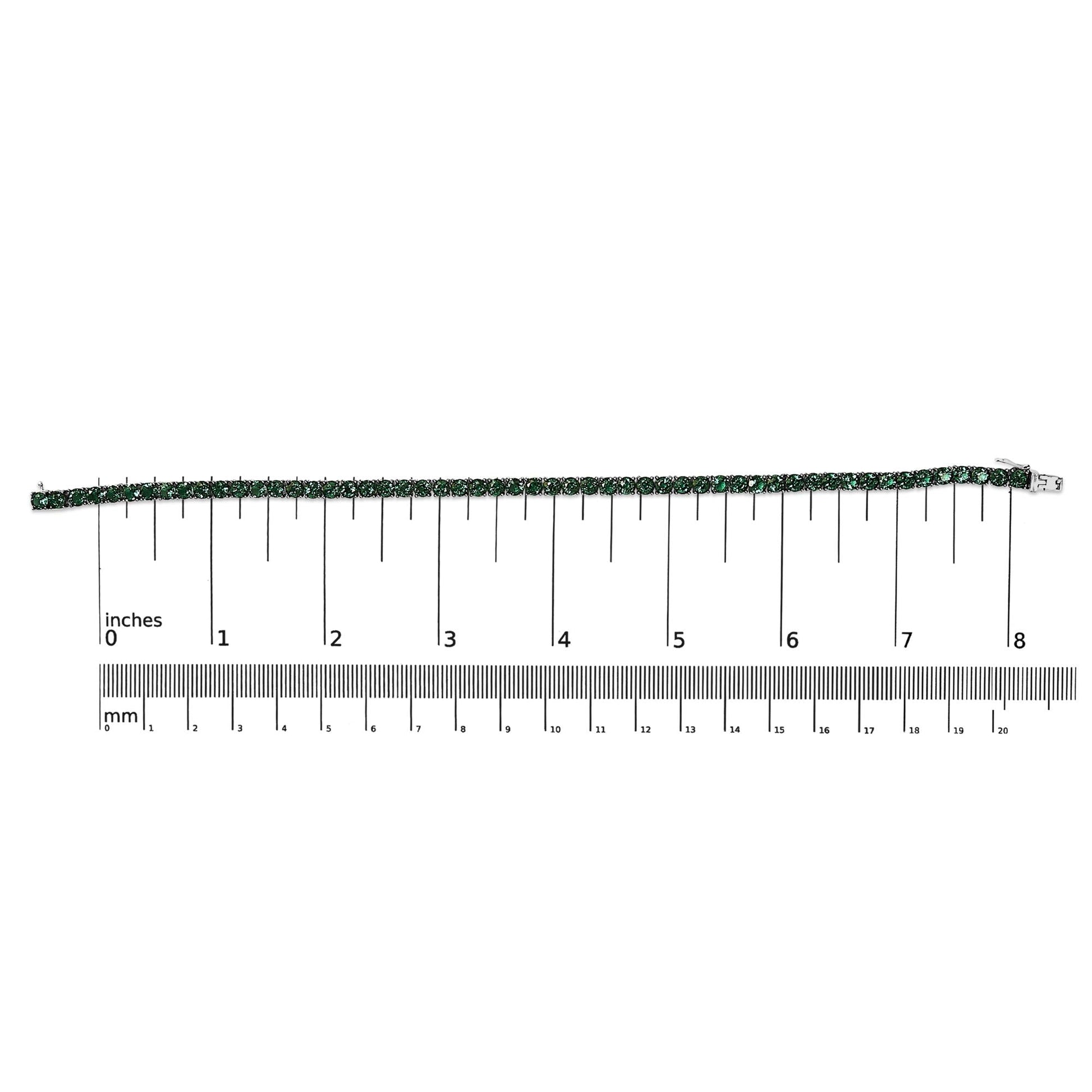 Men's .925 Sterling Silver Created Green Emerald Tennis Bracelet - 8.5" Inches-4