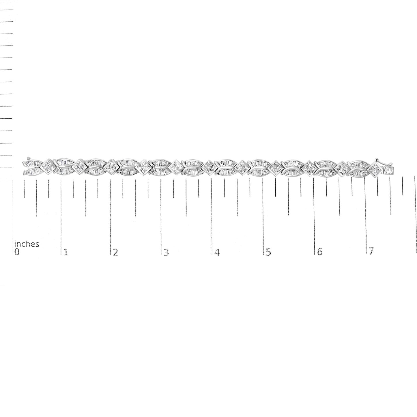 14K White Gold 8 5/8ct Cttw Princess and Baguette Diamond Geometric Twist Link Bracelet (G-H Color, VS1-VS2 Clarity) - 7"