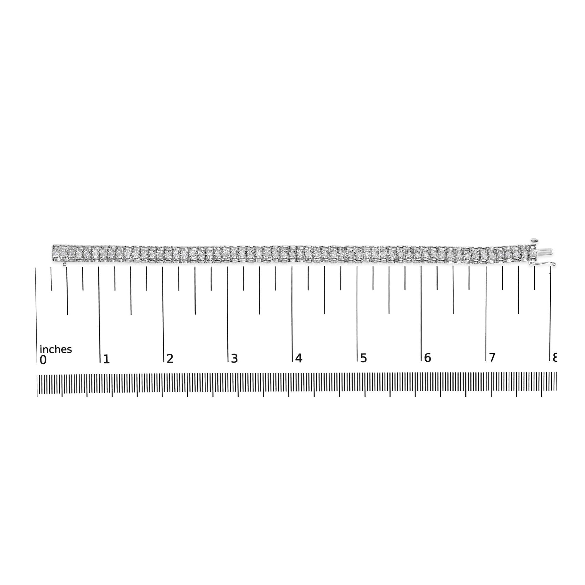 .925 Sterling Silver 1.0 Cttw Diamond Collar Line Link Bracelet (I-J Color, I1-I2 Clarity) - Size 7.25" Inches-4