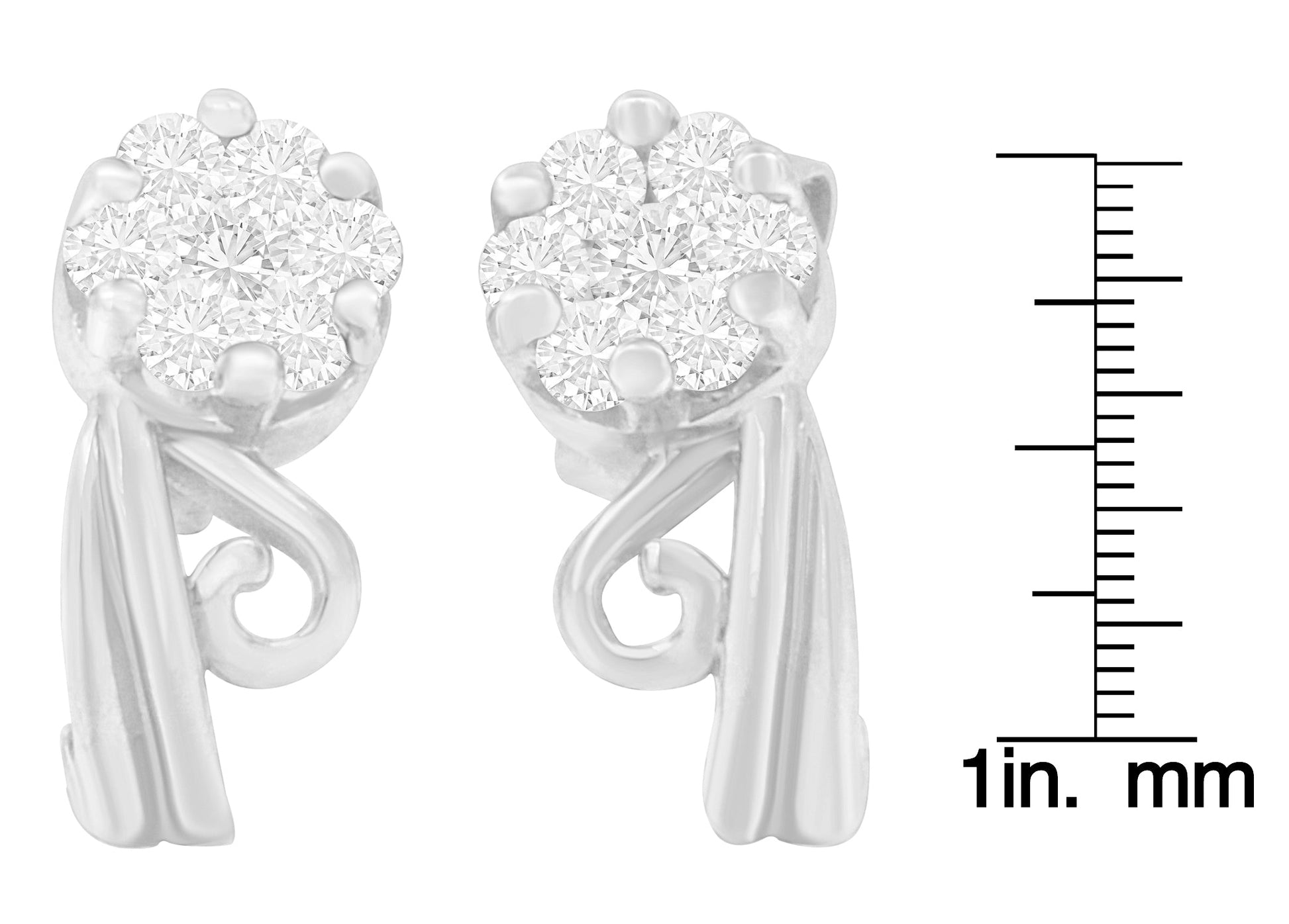 14K White Gold 1/2 cttw Round Cut Diamond Earrings (H-I, I1-I2)-3