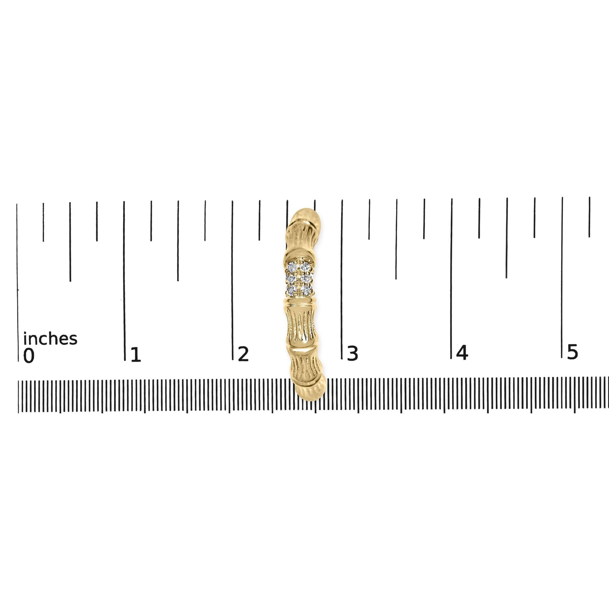 14K Yellow Gold Plated .925 Sterling Silver 1/6 Cttw Hammered J Hoop Earrings (H-I Color, I1-I2 Clarity)-4