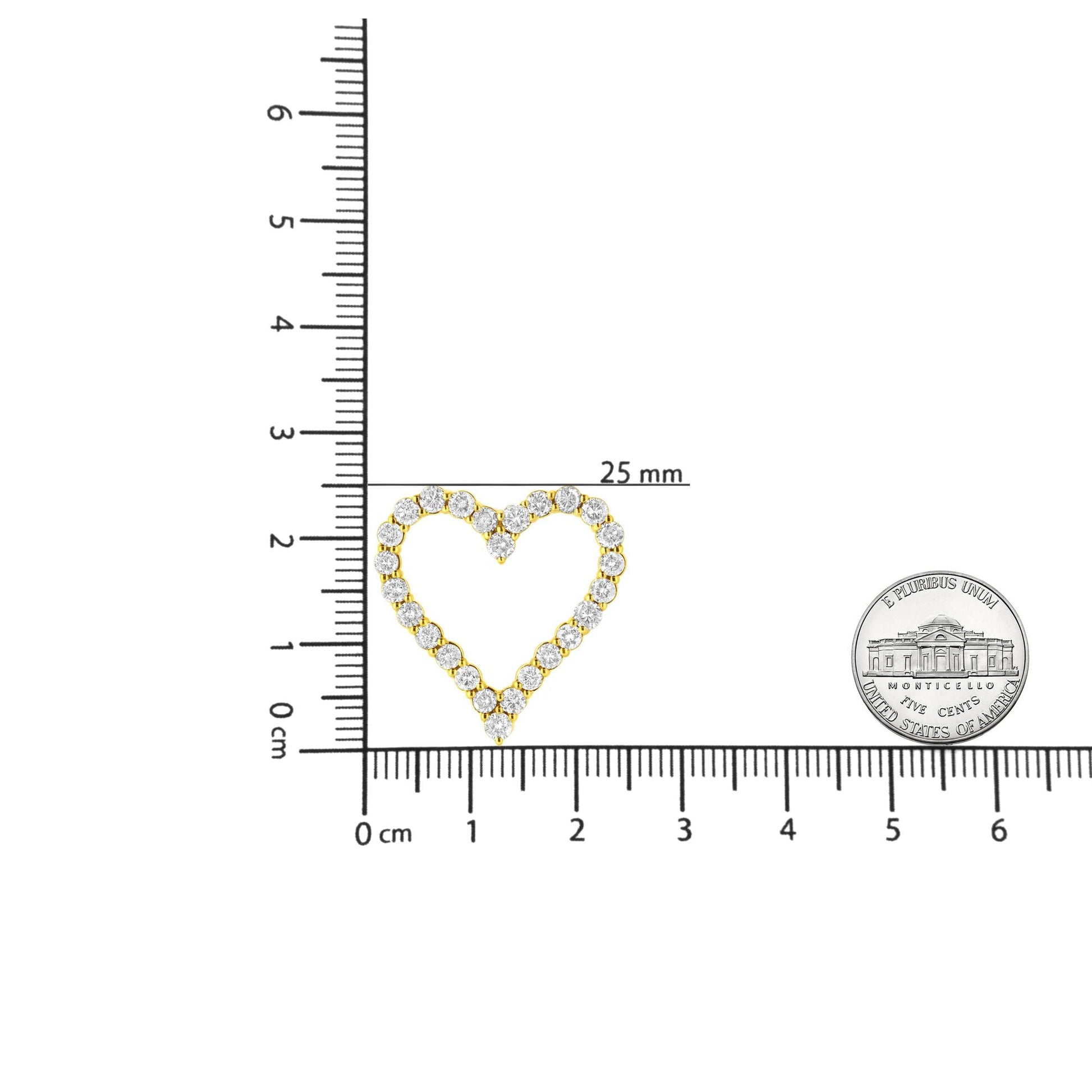 14K Yellow Gold Plated .925 Sterling Silver 2.00 Cttw Shared Prong-Set Round Brilliant-Cut Diamond Open Heart 18" Pendant Necklace (K-L Color, I2-I3 Clarity)-4
