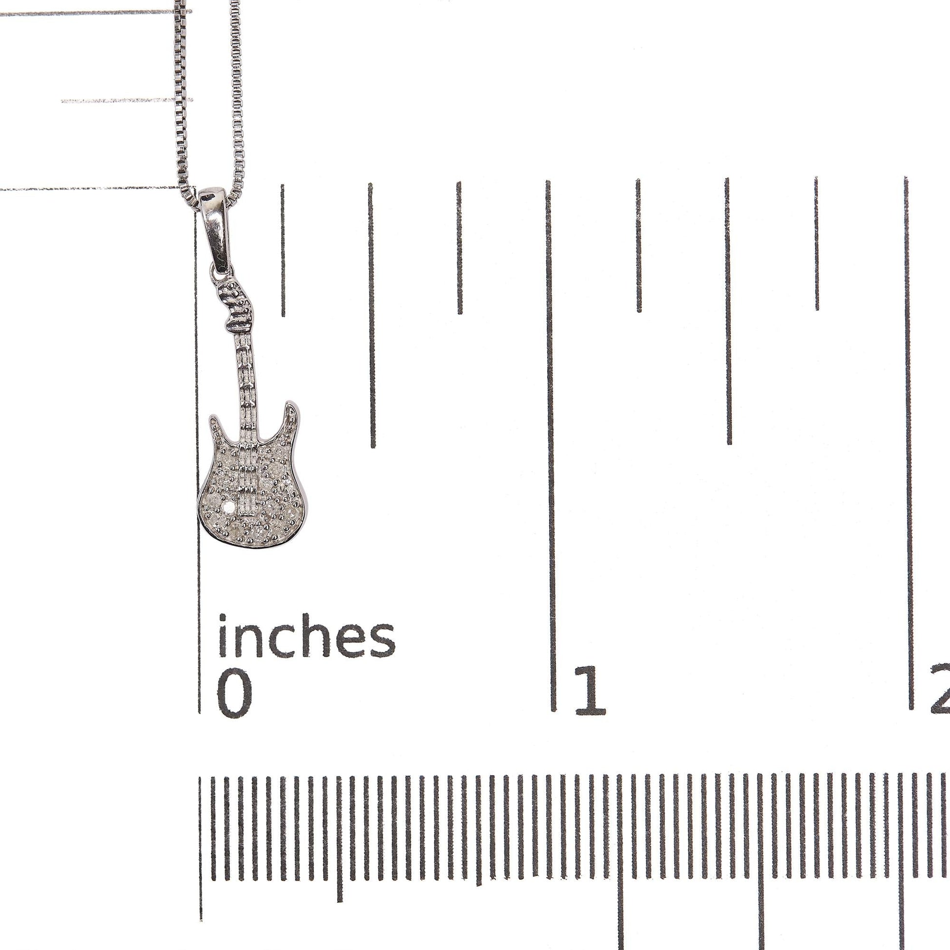 .925 Sterling Silver 1/10 Cttw Diamond Studded Guitar Pendant Necklace (I-J Color, I2-I3 Clarity) - 18" Inches-4