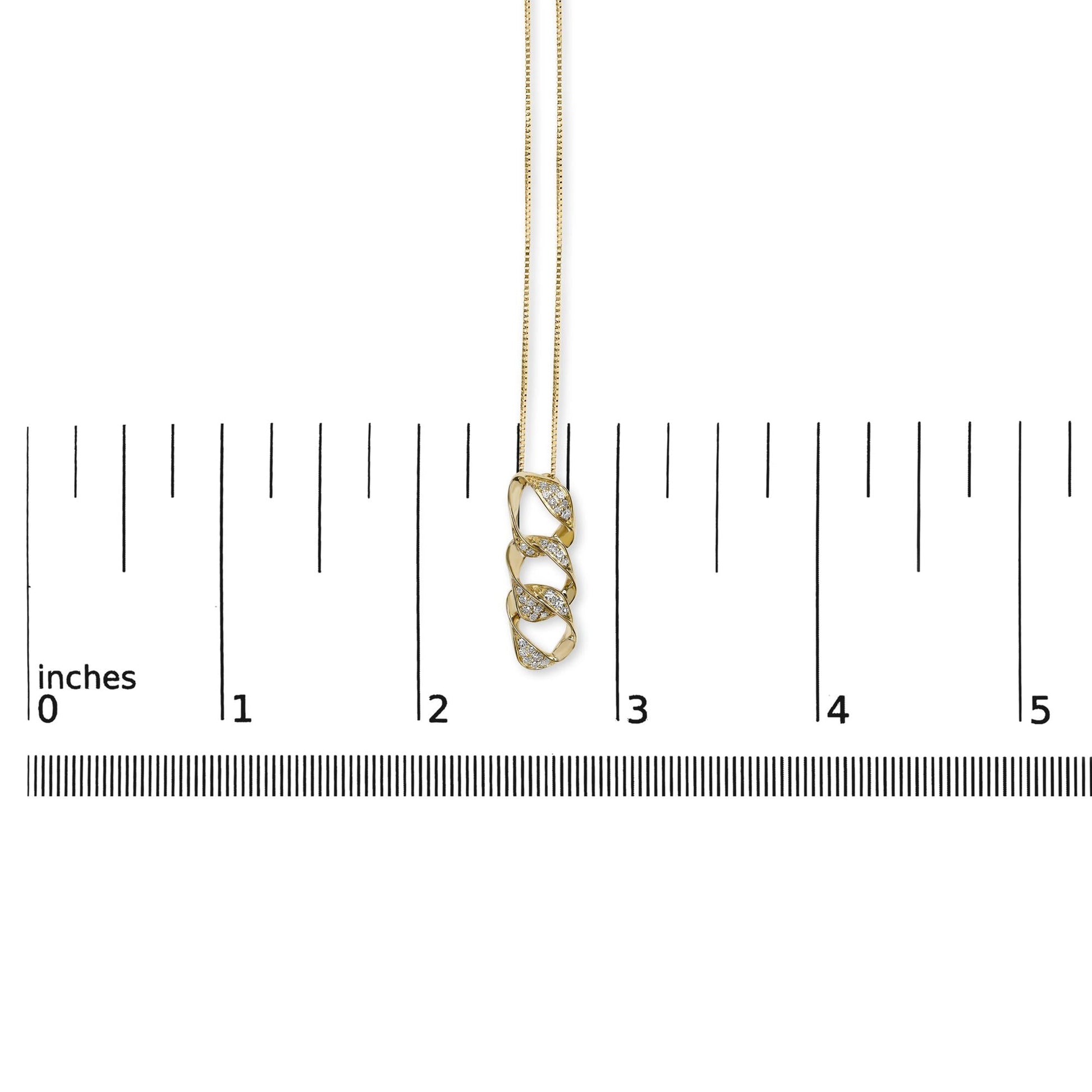 14K Yellow Gold Plated .925 Sterling Silver 1/6 Cttw Diamond Interlocking Triple Asymmetric Circle Hoop 18" Pendant Necklace (H-I Color, I1-I2 Clarity)-4