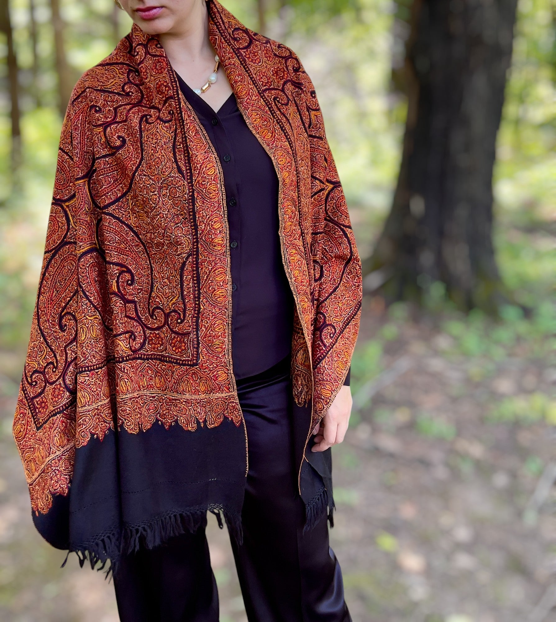 Limited Edition Hand Embroidered Wool Shawl-11