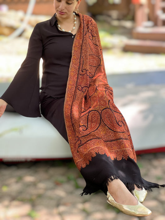 Limited Edition Hand Embroidered Wool Shawl-0