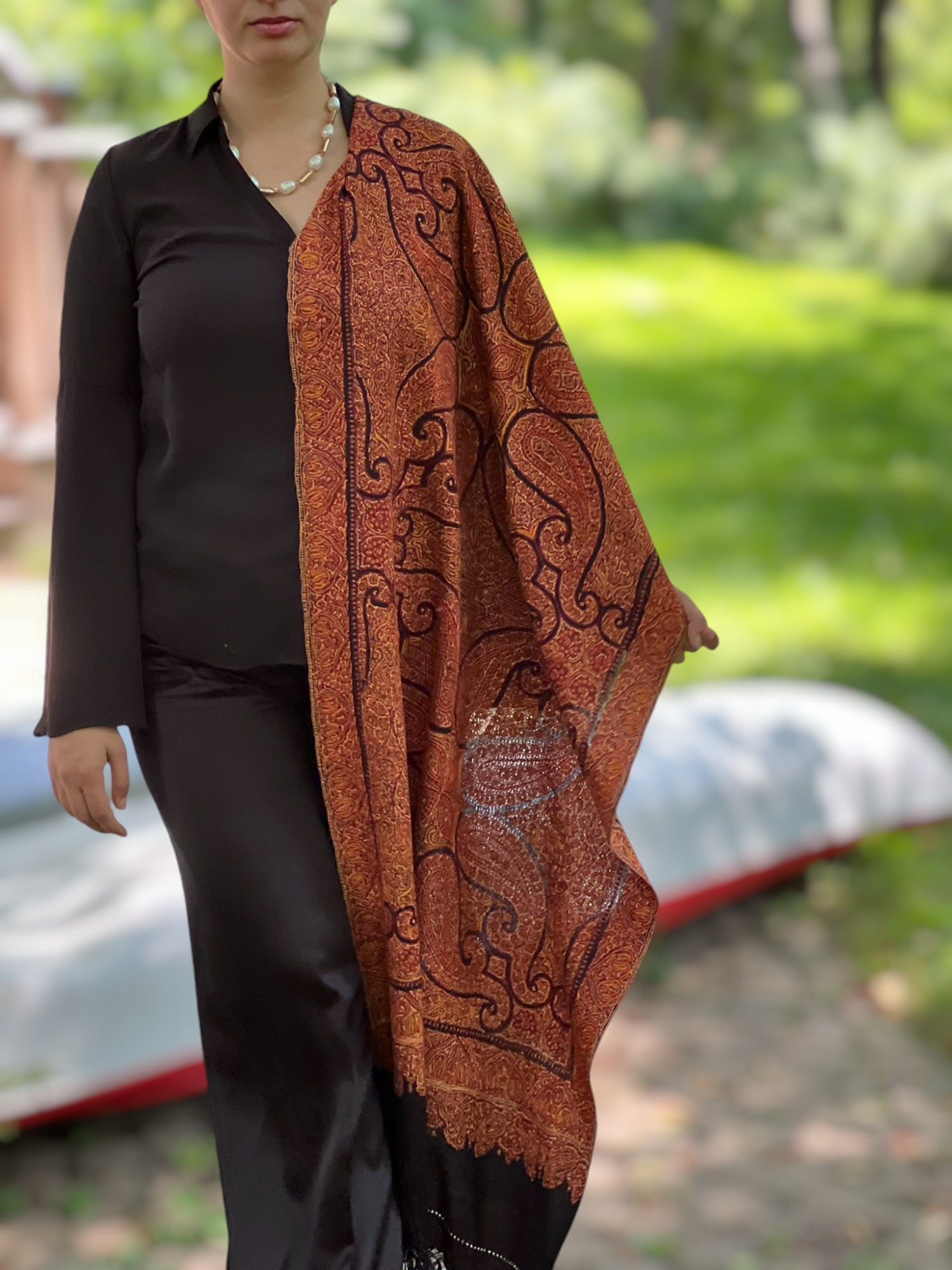 Limited Edition Hand Embroidered Wool Shawl-4