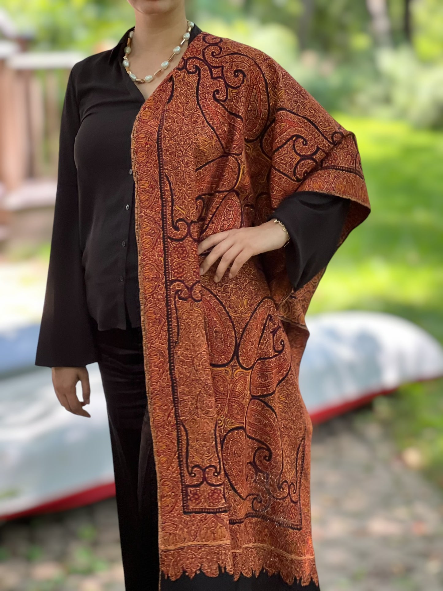 Limited Edition Hand Embroidered Wool Shawl-3