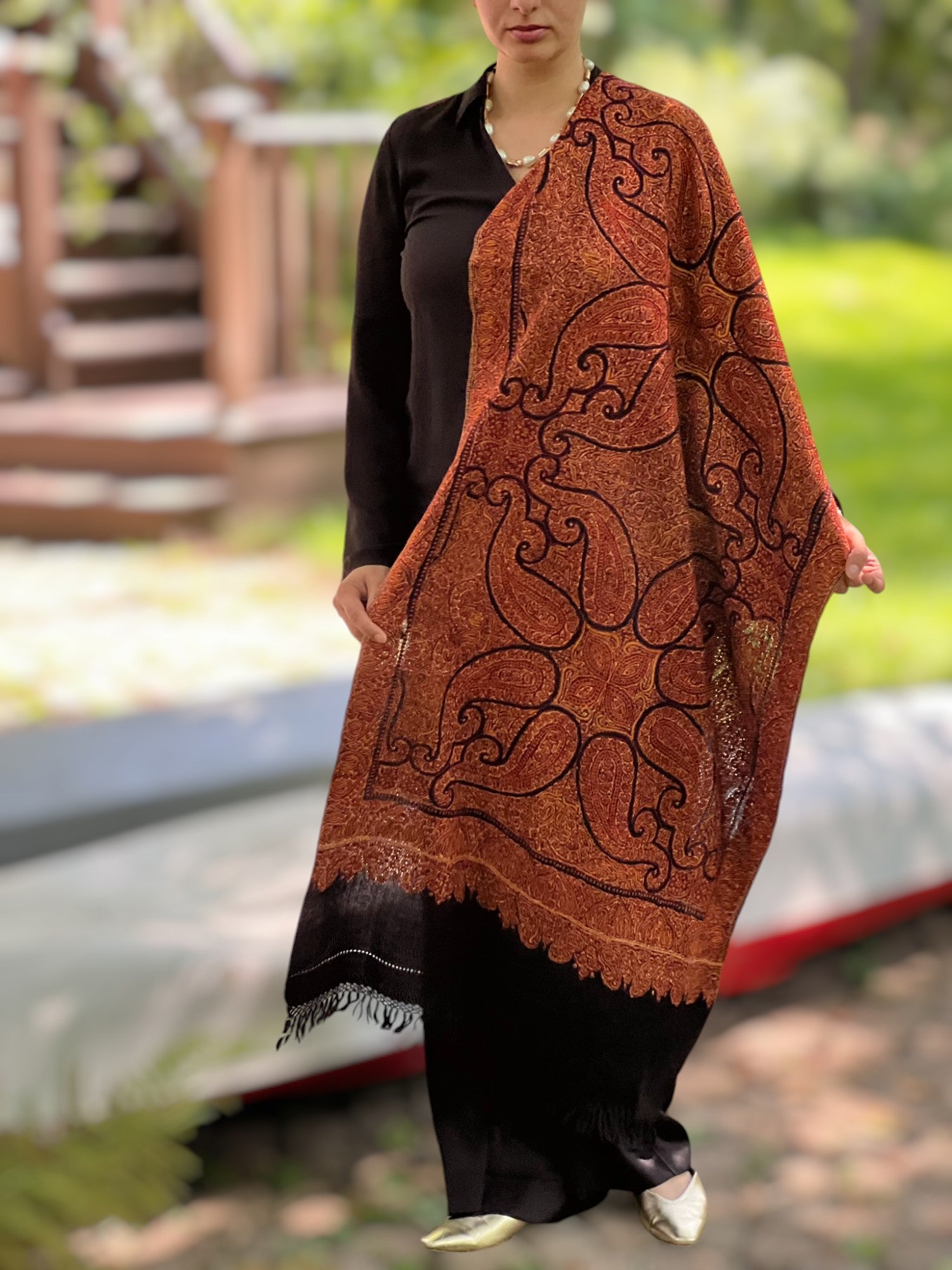 Limited Edition Hand Embroidered Wool Shawl-9