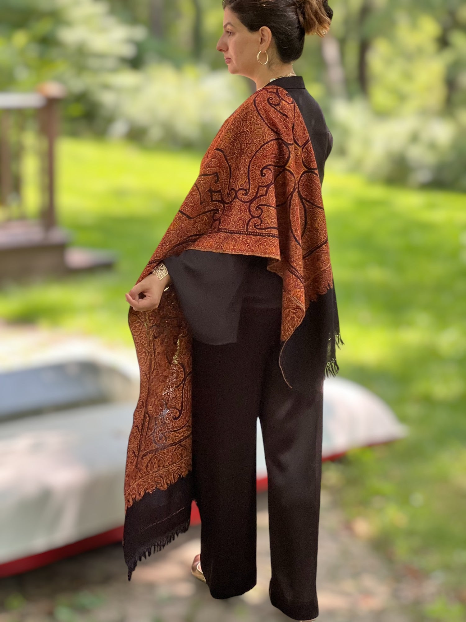 Limited Edition Hand Embroidered Wool Shawl-7