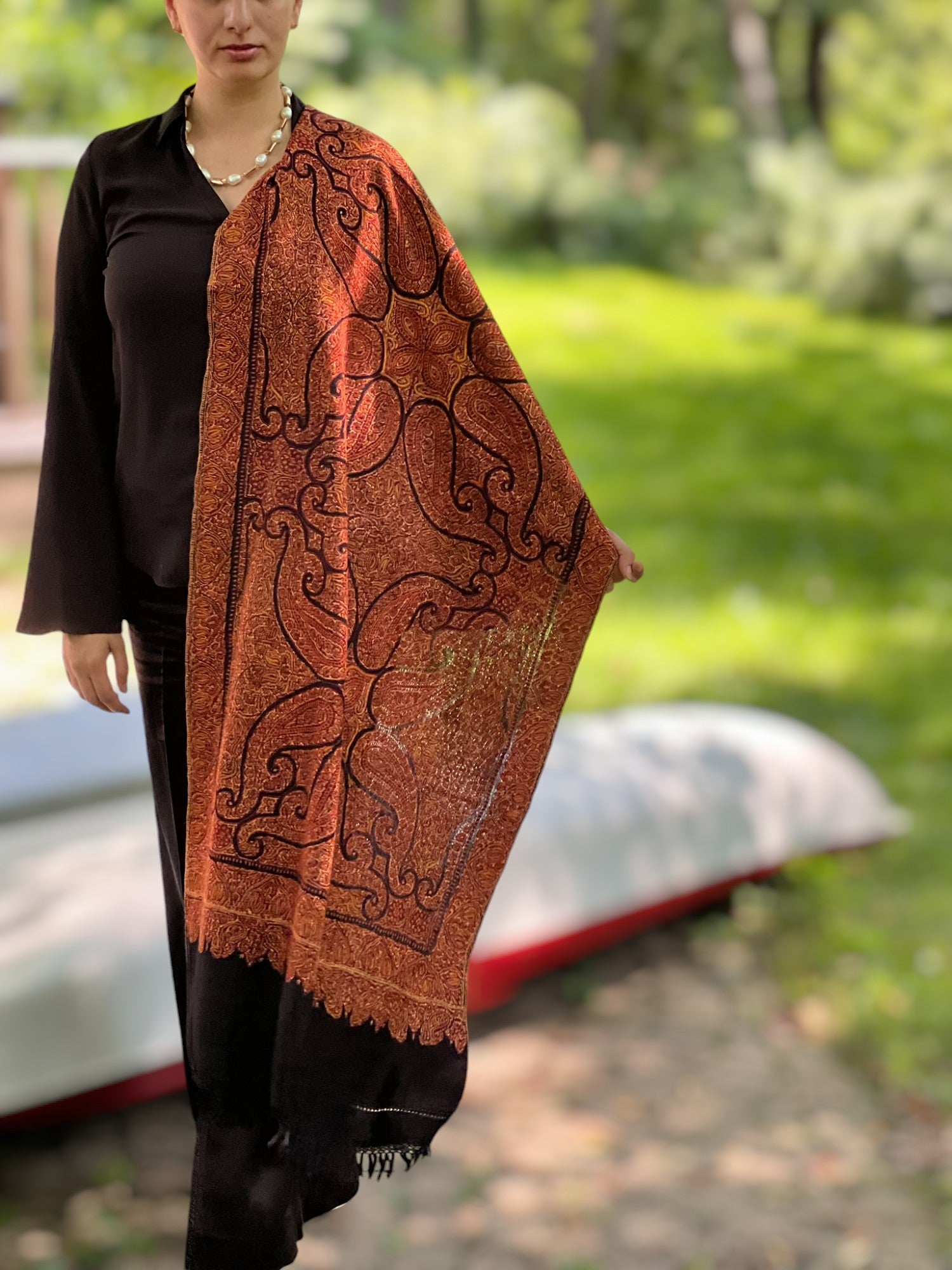 Limited Edition Hand Embroidered Wool Shawl-5