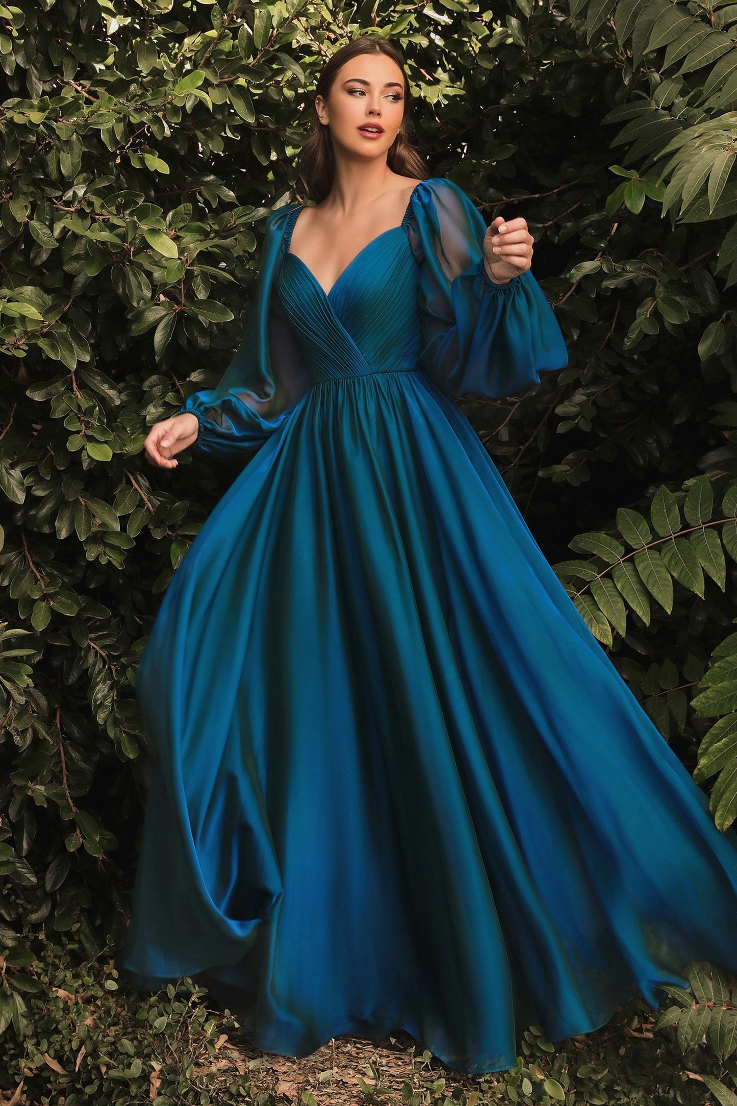 Long Sleeve Chiffon A-Line Dress-1