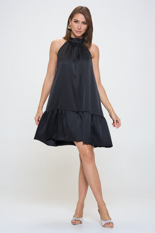 Bow Back Sleeveless Flounce Dress-3