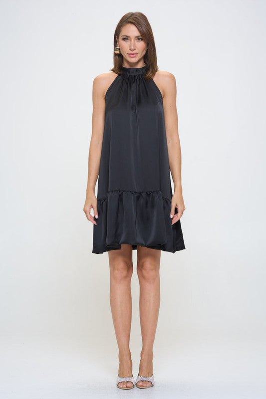 Bow Back Sleeveless Flounce Dress-4