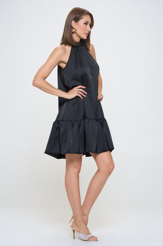 Bow Back Sleeveless Flounce Dress-2