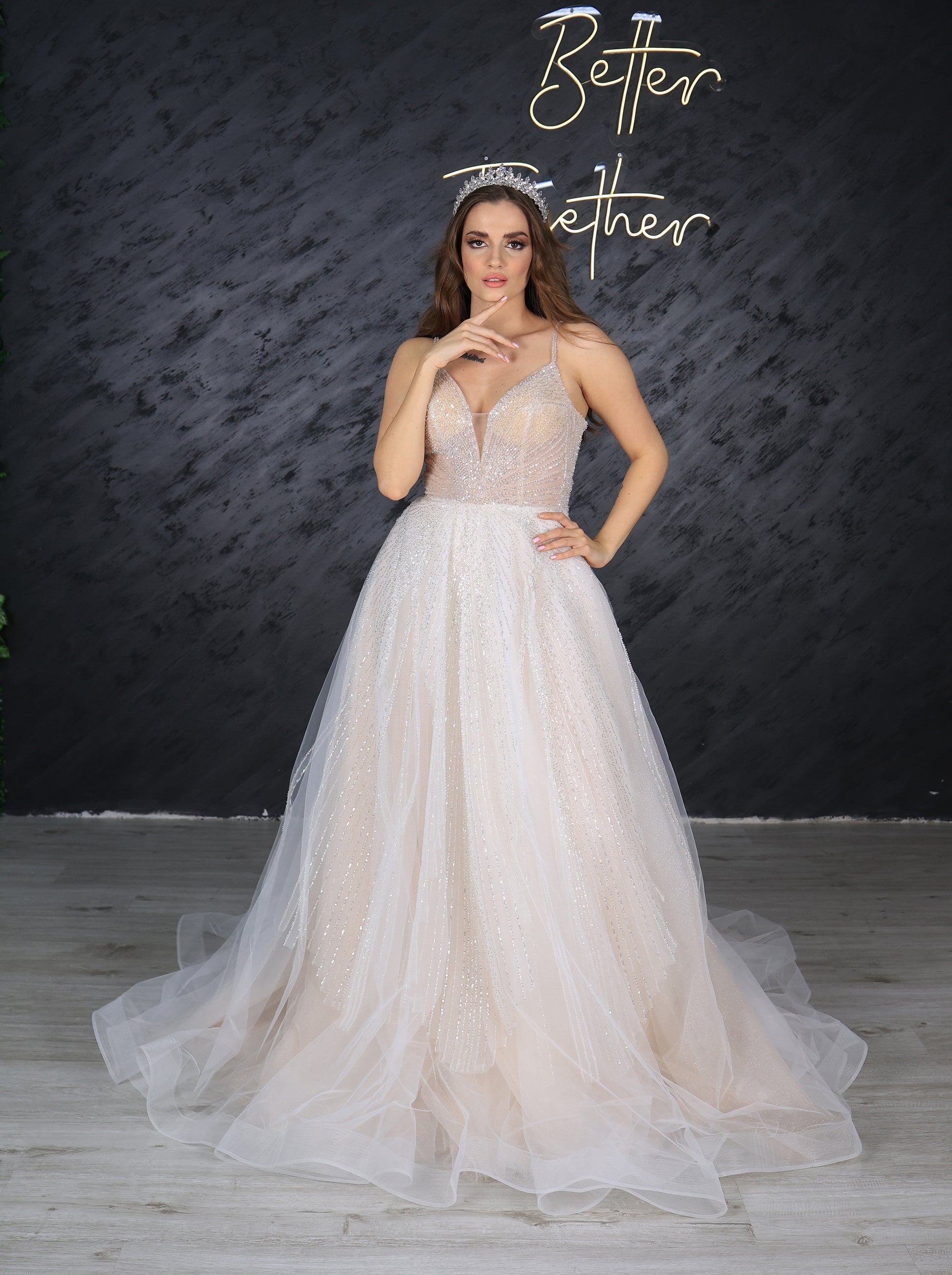 Parla narrow skirt a line wedding dress-3