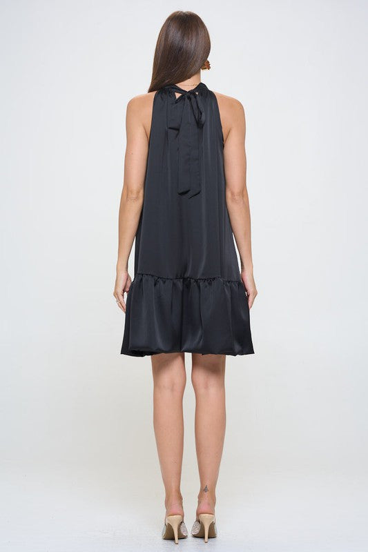 Bow Back Sleeveless Flounce Dress-5