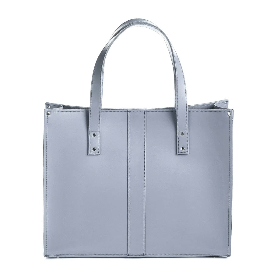 Handmade Leather Shopper - Lilac Grey-0